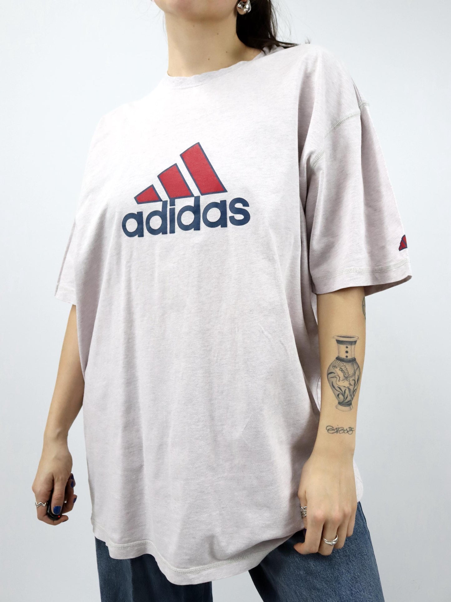 Vintage 80er 90er ADIDAS T-Shirt kurzarm graumeliert XL