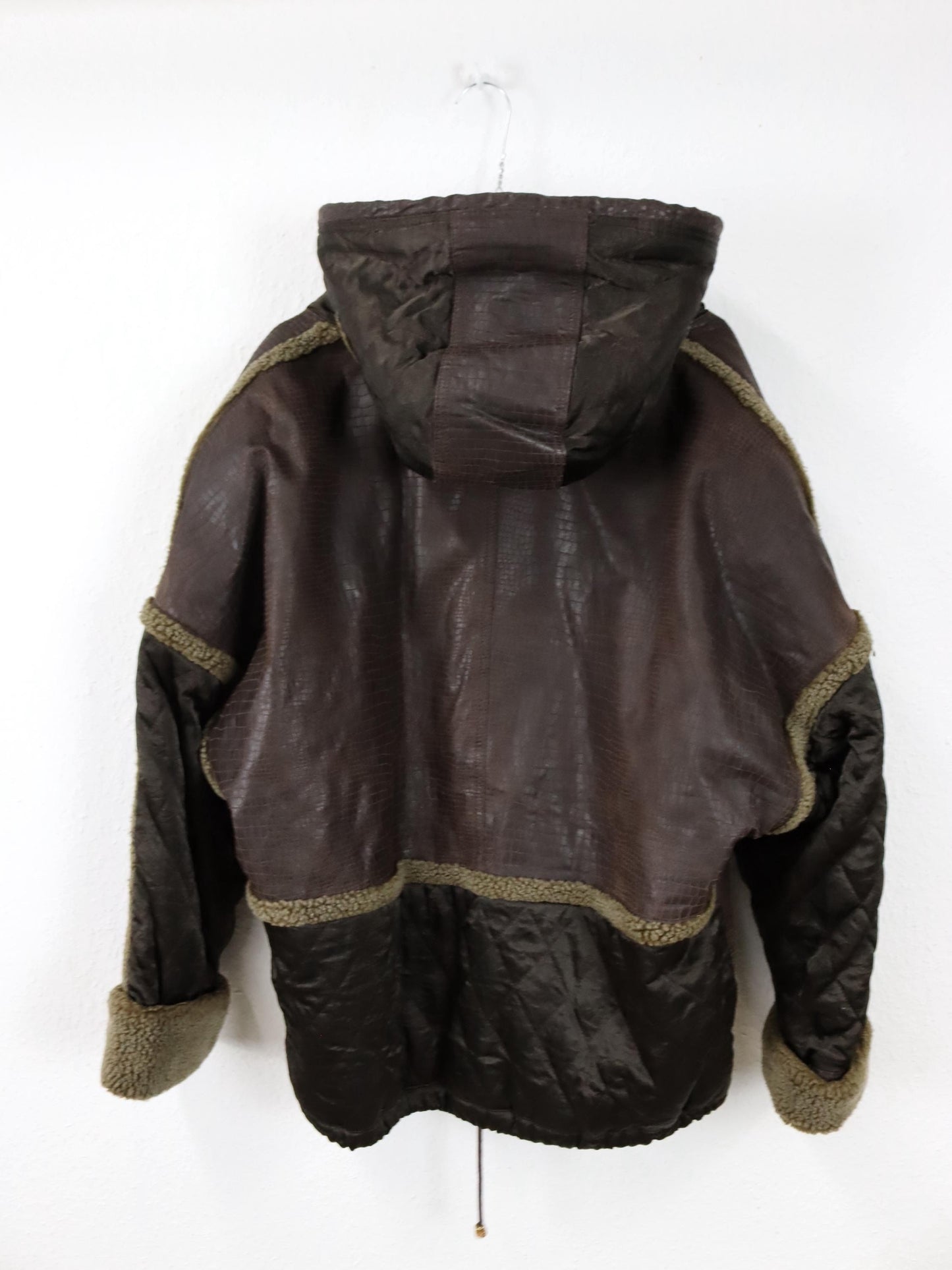 Vintage 80er 90er LEATHER SOUND Lederjacke Jacke leicht gefüttert Kapuze 36