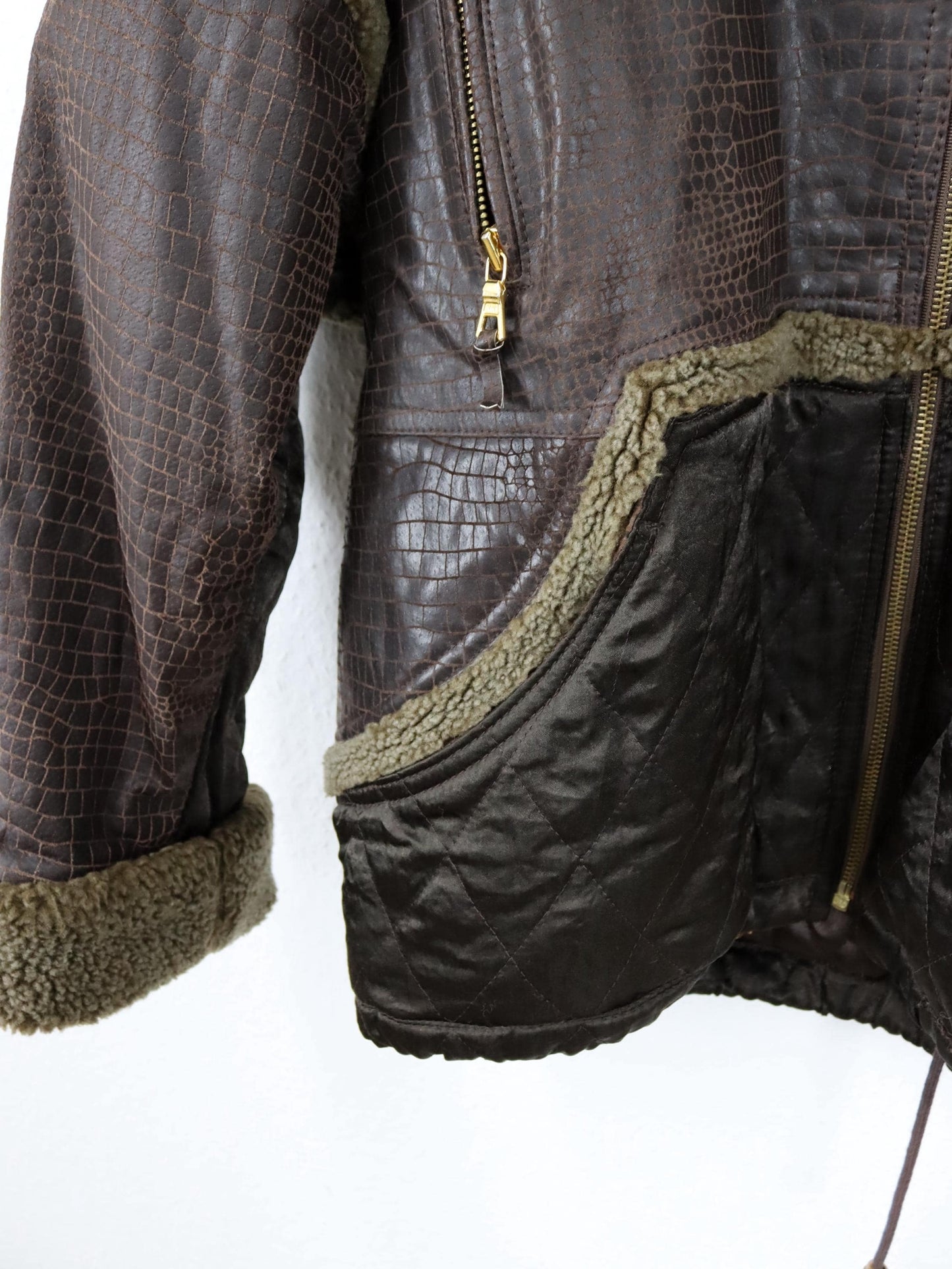 Vintage 80er 90er LEATHER SOUND Lederjacke Jacke leicht gefüttert Kapuze 36