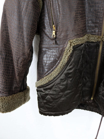 Vintage 80er 90er LEATHER SOUND Lederjacke Jacke leicht gefüttert Kapuze 36