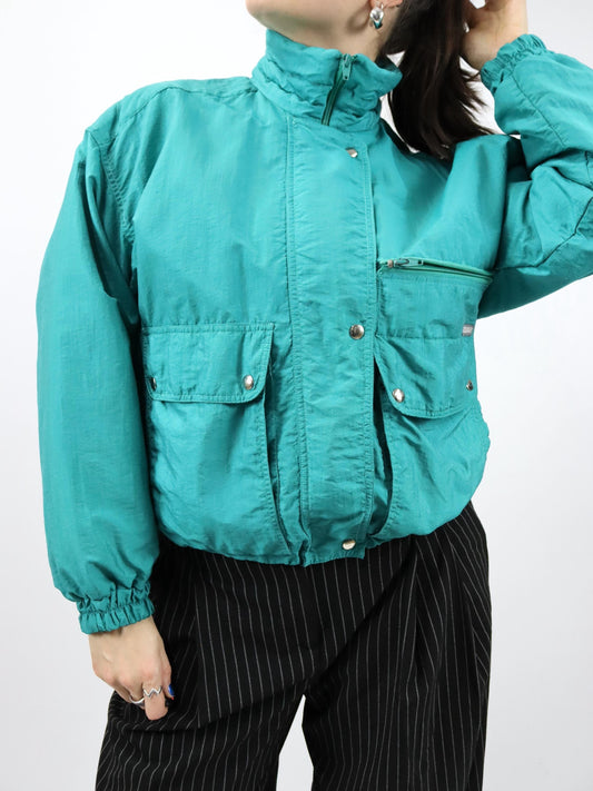 Vintage 80er 90er COLMAR Winterjacke Jacke gefüttert türkis Stehkragen 36