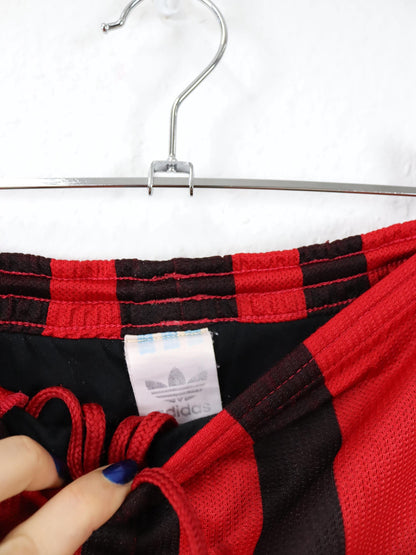 Vintage 80er 90er ADIDAS Laufshorts Shorts kurze Hose schwarz rot gestreift 42