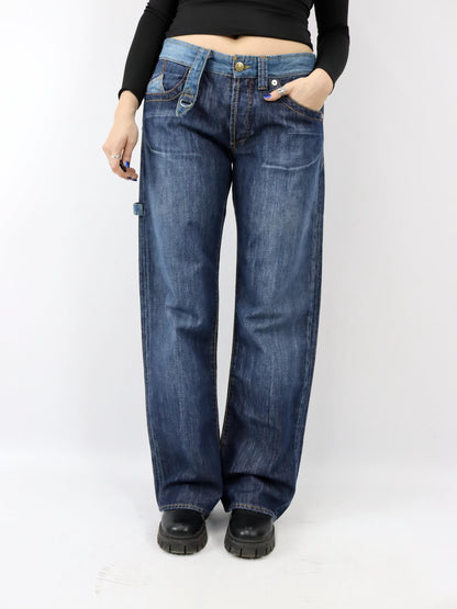 Vintage 90er 00er Y2k ENERGIE Baggy Pants Jeans gerades Bein Deadstock W34