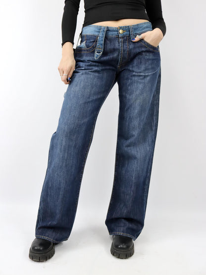 Vintage 90er 00er Y2k ENERGIE Baggy Pants Jeans gerades Bein Deadstock W34