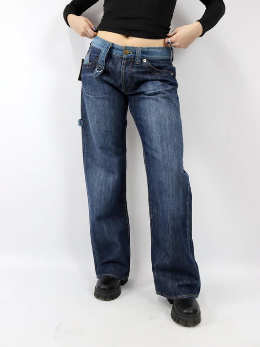 Vintage 90er 00er Y2k ENERGIE Baggy Pants Jeans gerades Bein Deadstock W34