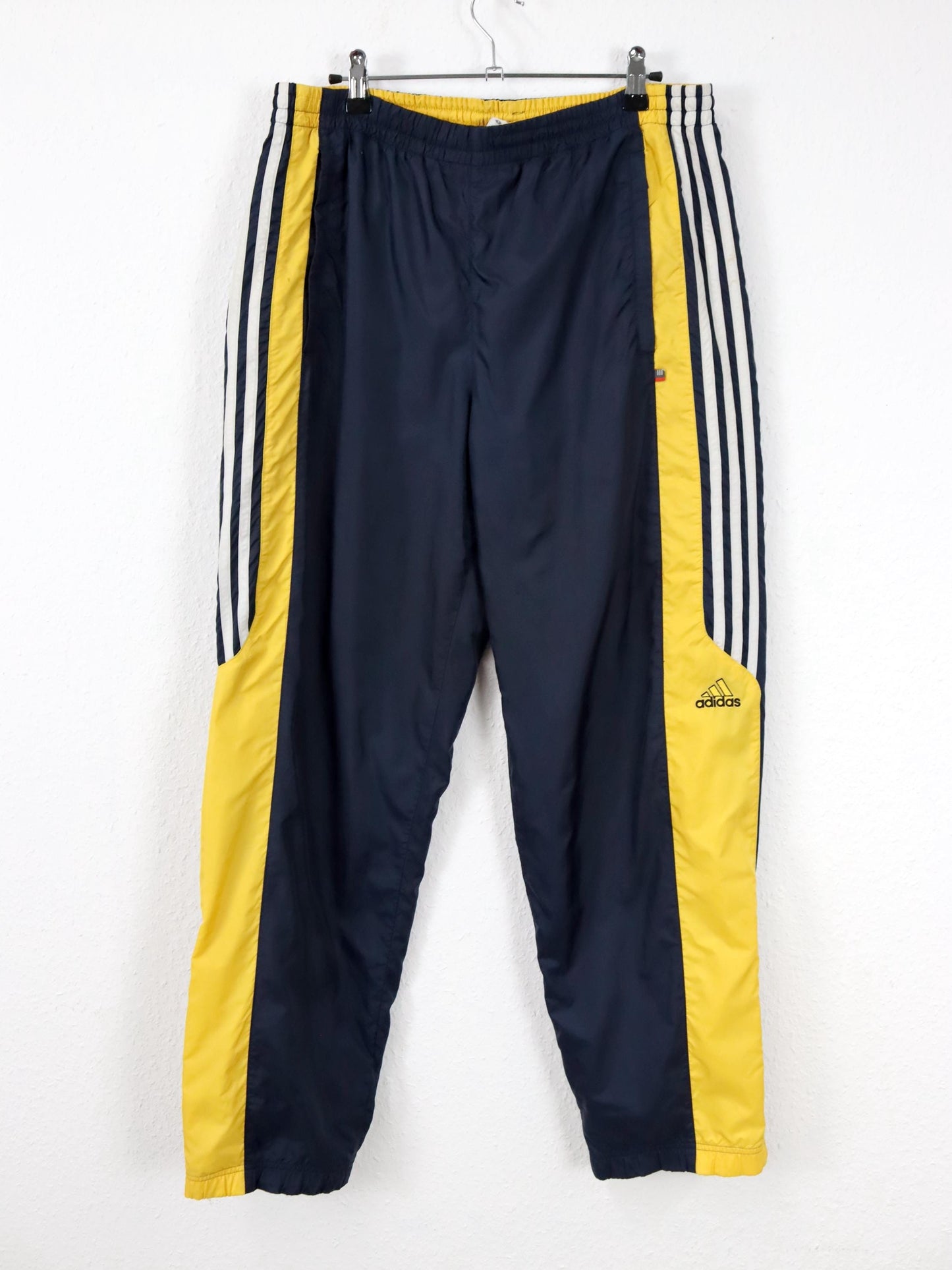 Vintage 90er 00er Y2k 2003 ADIDAS Trainingshose Jogginghose dunkelblau gelb D5 L