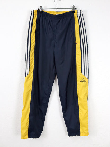 Vintage 90er 00er Y2k 2003 ADIDAS Trainingshose Jogginghose dunkelblau gelb D5 L