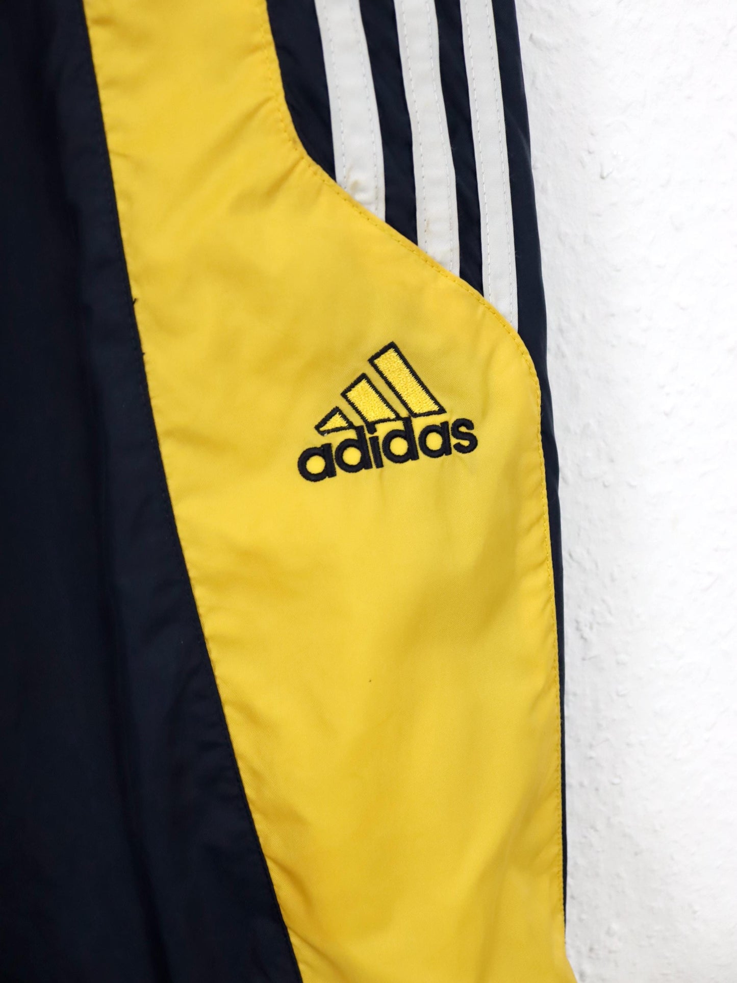 Vintage 90er 00er Y2k 2003 ADIDAS Trainingshose Jogginghose dunkelblau gelb D5 L