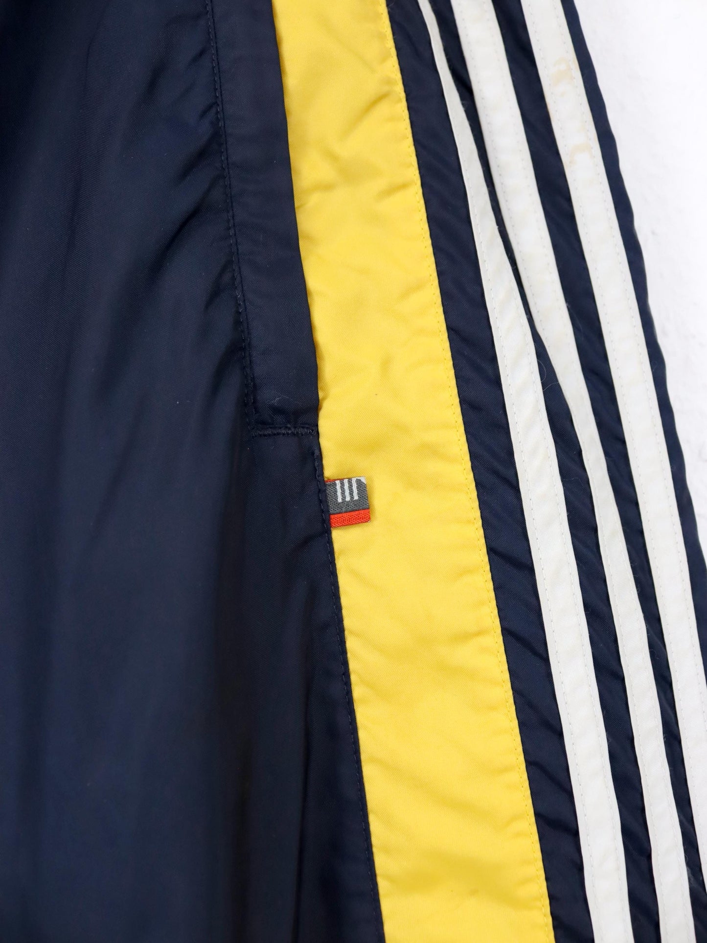 Vintage 90er 00er Y2k 2003 ADIDAS Trainingshose Jogginghose dunkelblau gelb D5 L