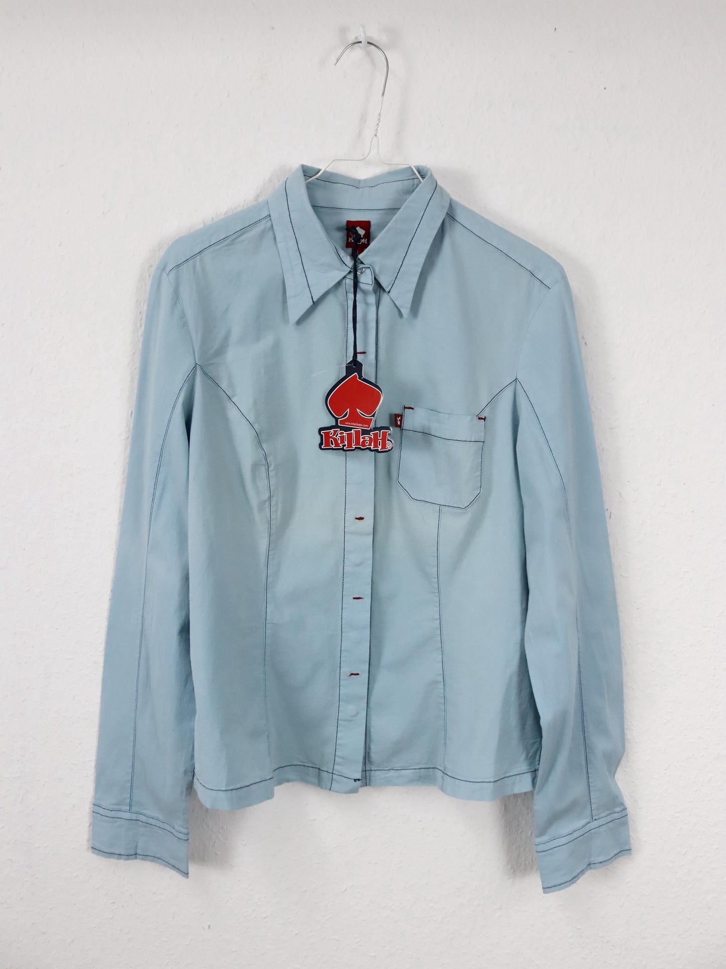 Vintage 90er 00er Y2k KILLAH Bluse langarm hellblau L