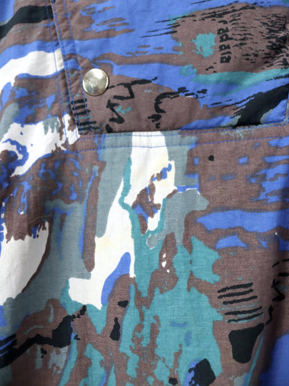Vintage 80er 90er Jacke Snowboard  Überziehjacke leicht gefüttert crazy pattern blau L