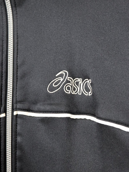 Vintage 80er 90er ASICS Trainingsjacke Stehkragen schwarz weiß S