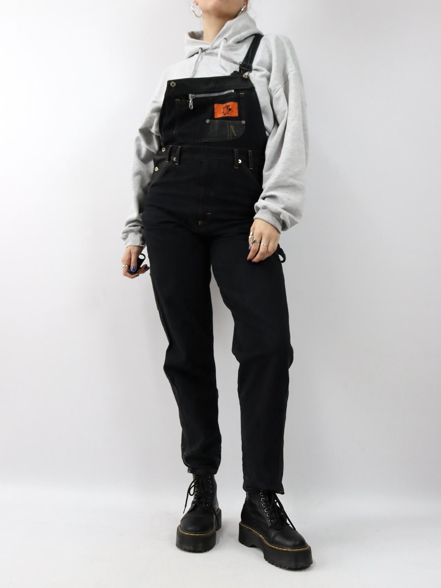 Vintage 80s 90s SURVIVAL ZONE Overalls Straight Leg Denim Black M/L