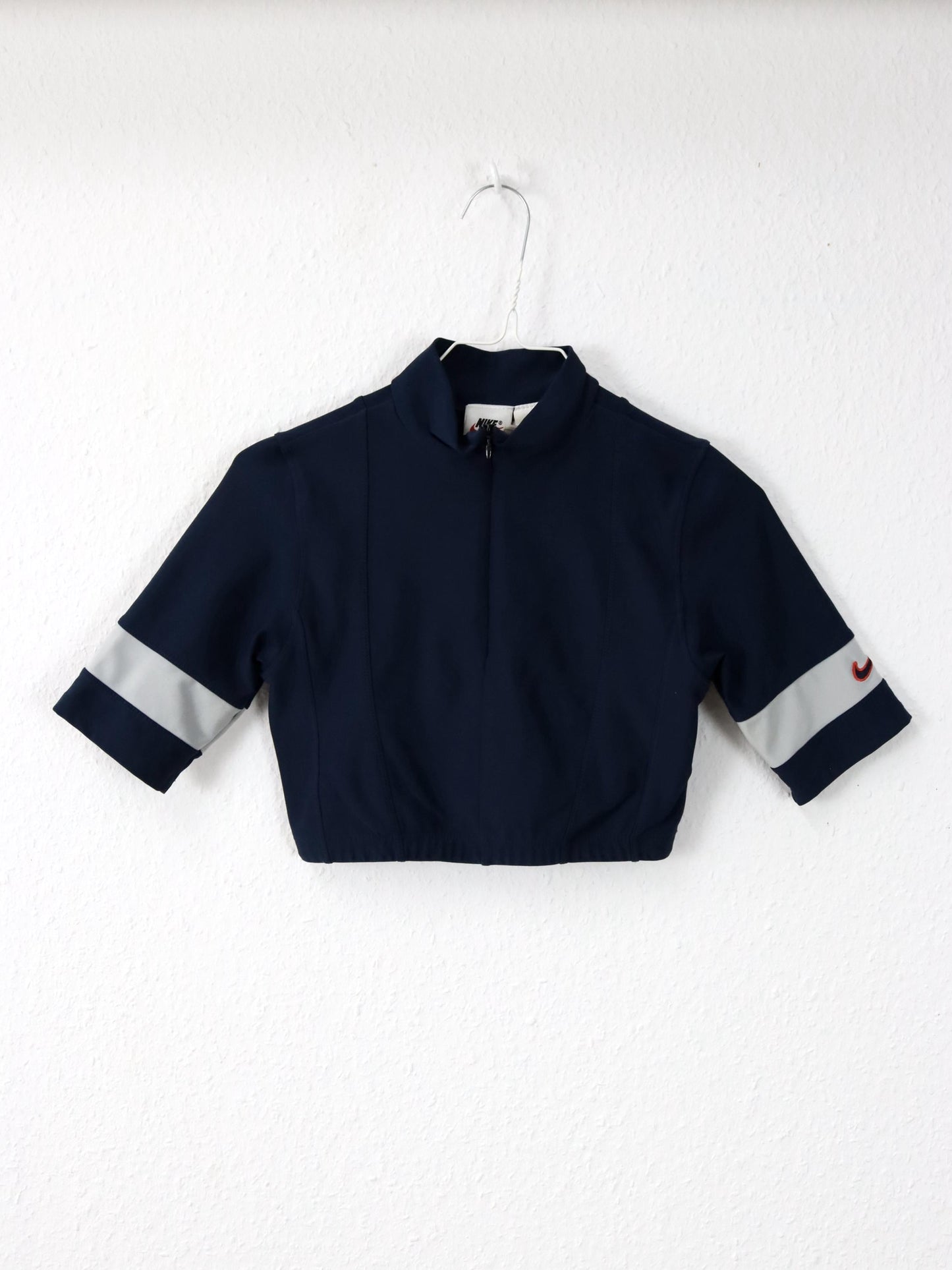 Vintage 80er 90er NIKE Crop Top kurzarm Sport Top dunkelblau M