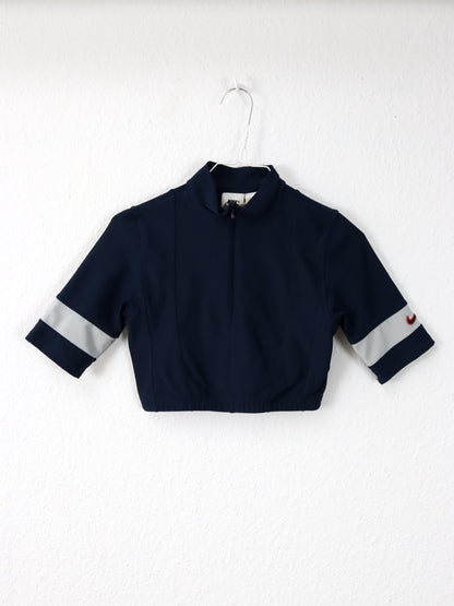 Vintage 80er 90er NIKE Crop Top kurzarm Sport Top dunkelblau M