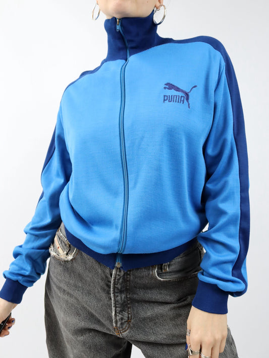 Vintage 80er 90er PUMA Trainingsjacke Jacke Stehkragen blau 54 XL