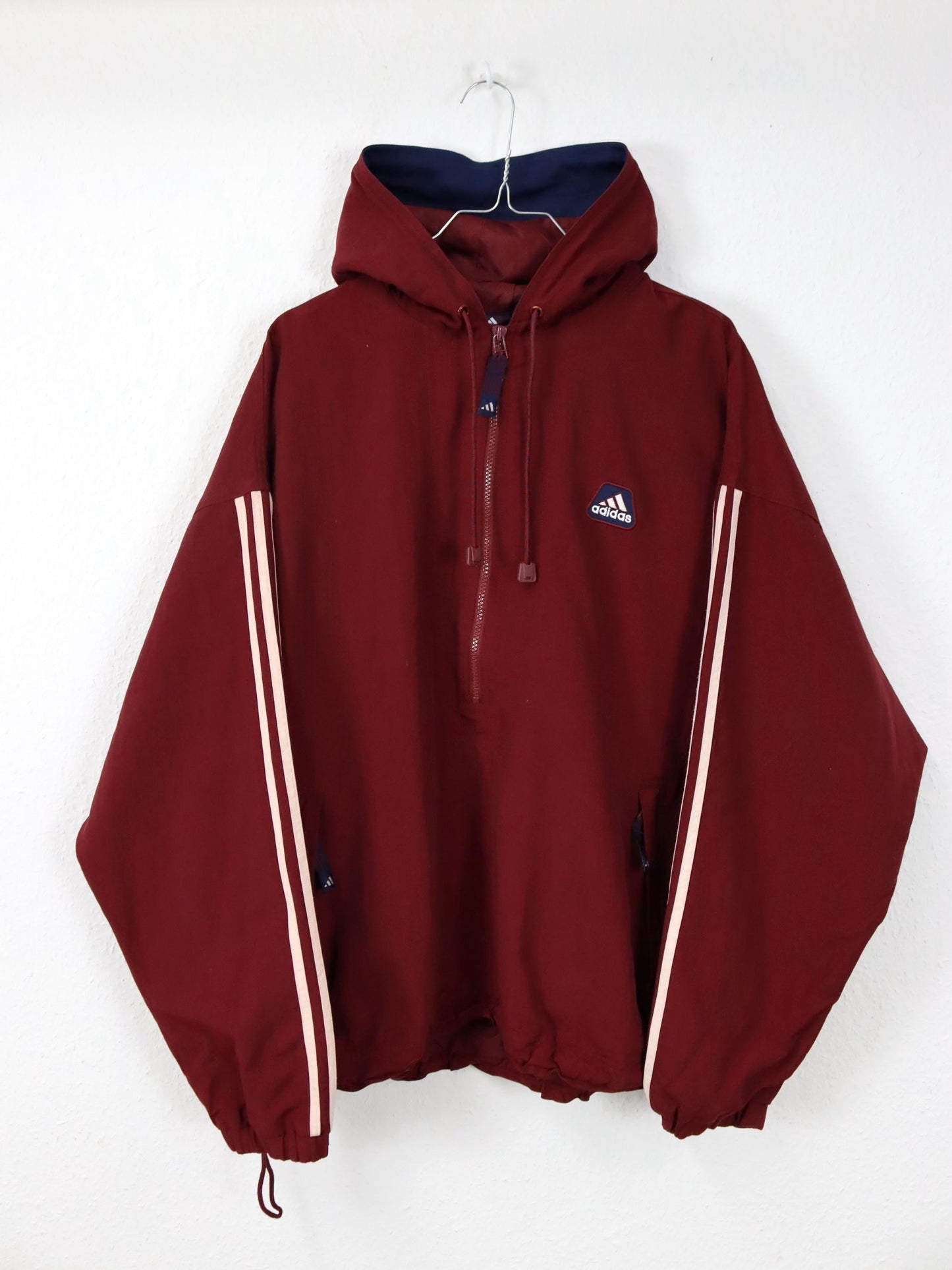 Vintage 80er 90er ADIDAS Jacke Windbreaker Überziehjacke dunkelrot D6 M