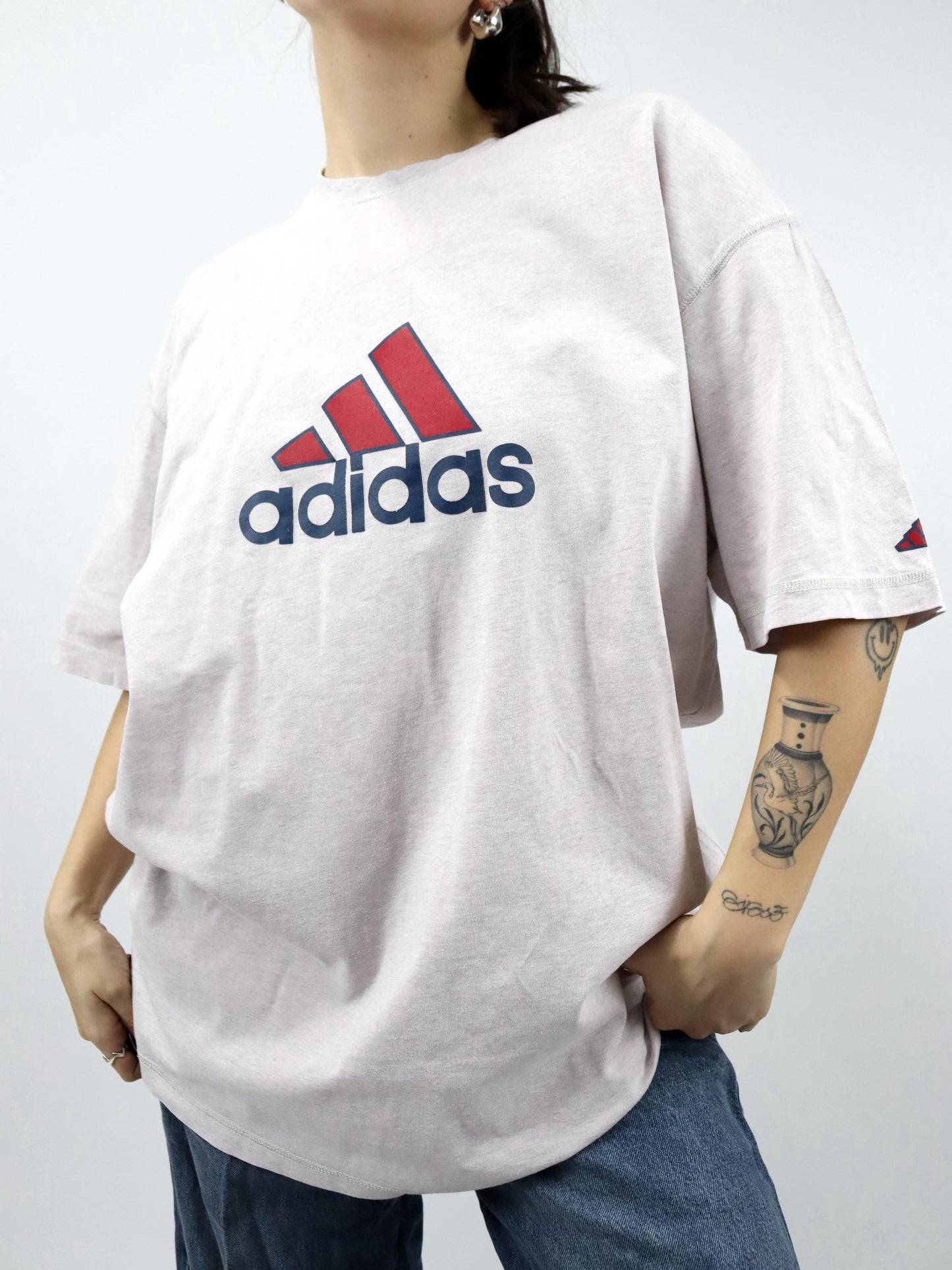 Vintage 80er 90er ADIDAS T-Shirt kurzarm graumeliert XL