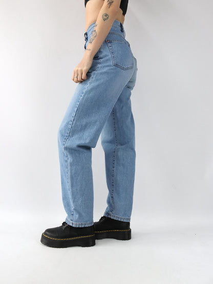 Vintage 80er 90er DIESEL Saddler Jeans Hose gerades Bein hellblau Denim W29