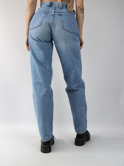 Vintage 80er 90er DIESEL Saddler Jeans Hose gerades Bein hellblau Denim W29