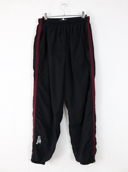 Vintage 80er 90er REEBOK Trainingshose Jogginghose schwarz dunkelrot doppellagig L