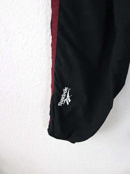 Vintage 80er 90er REEBOK Trainingshose Jogginghose schwarz dunkelrot doppellagig L
