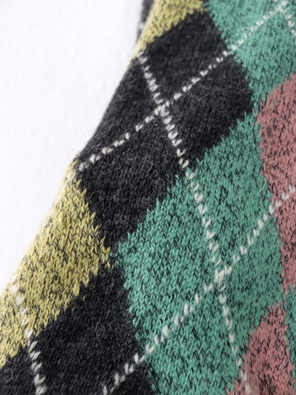 Vintage 80er 90er STEFANEL Wollpullover Kragen kariert Wolle 50 L