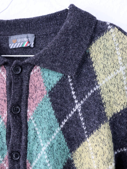 Vintage 80er 90er STEFANEL Wollpullover Kragen kariert Wolle 50 L