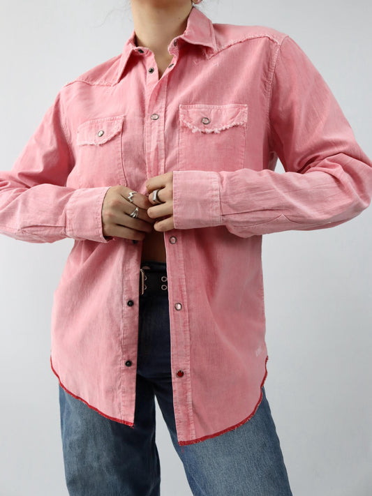 Vintage 90er 00er Y2k LEVIS Cordhemd Hemd langarm rosa pink Deadstock L