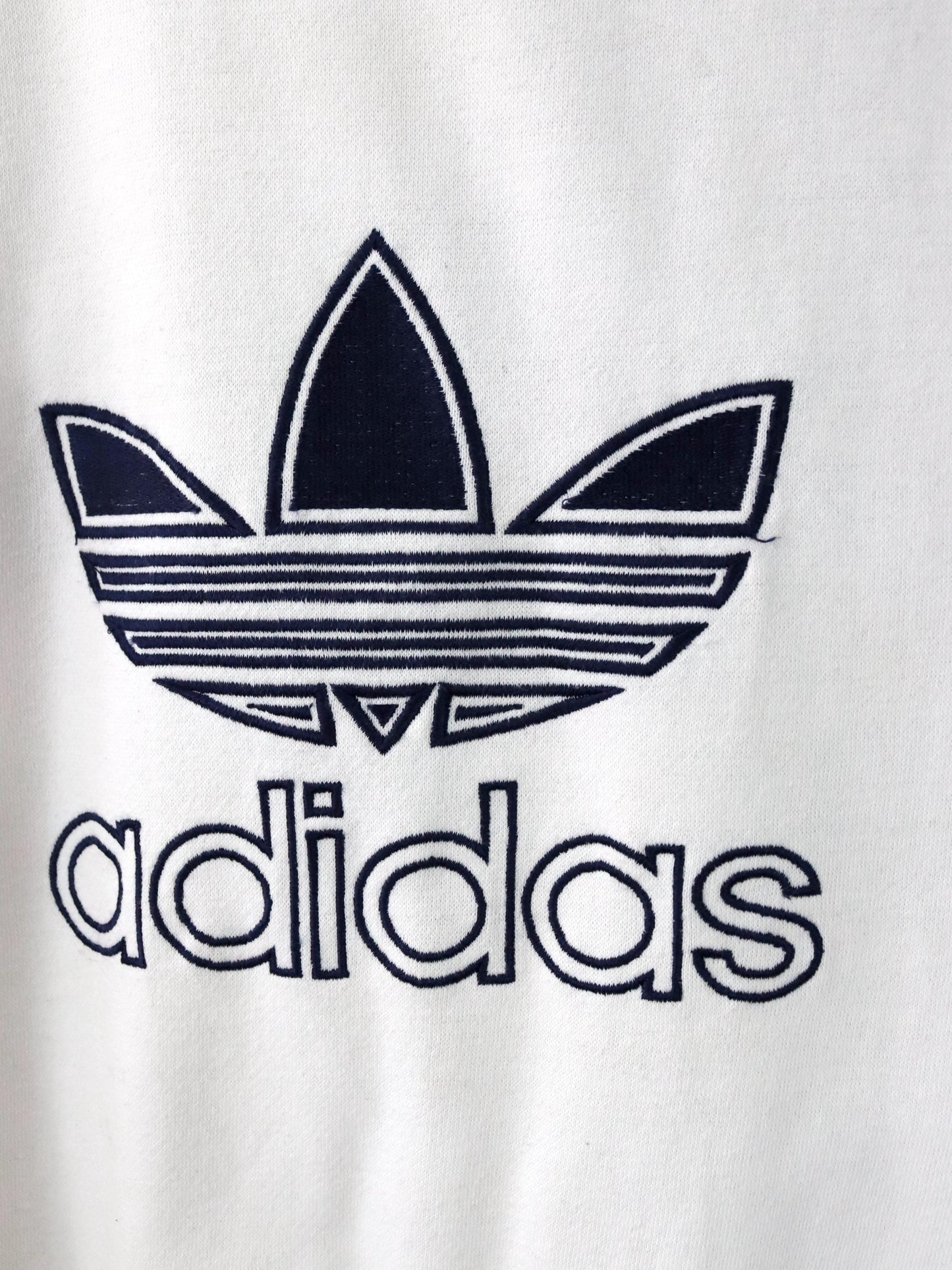Vintage 90er 00er Y2k ADIDAS Pullunder Sweatshirt weiß dunkelblau Stickerei M