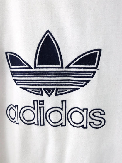 Vintage 90er 00er Y2k ADIDAS Pullunder Sweatshirt weiß dunkelblau Stickerei M
