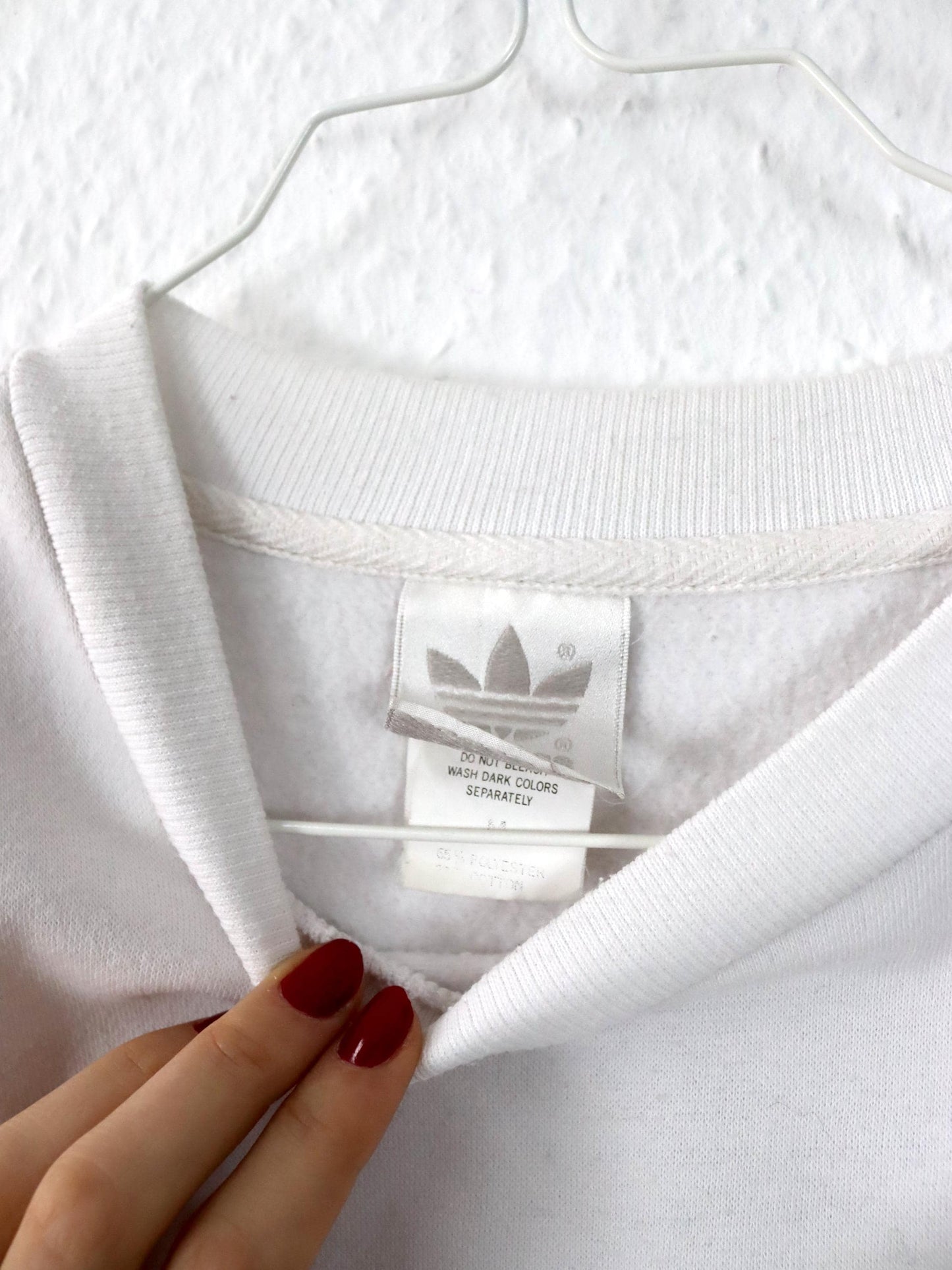 Vintage 90er 00er Y2k ADIDAS Pullunder Sweatshirt weiß dunkelblau Stickerei M