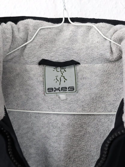 Vintage 90er 00er Y2k EXES Skijacke Winterjacke gefüttert schwarz Backprint XS/S 152