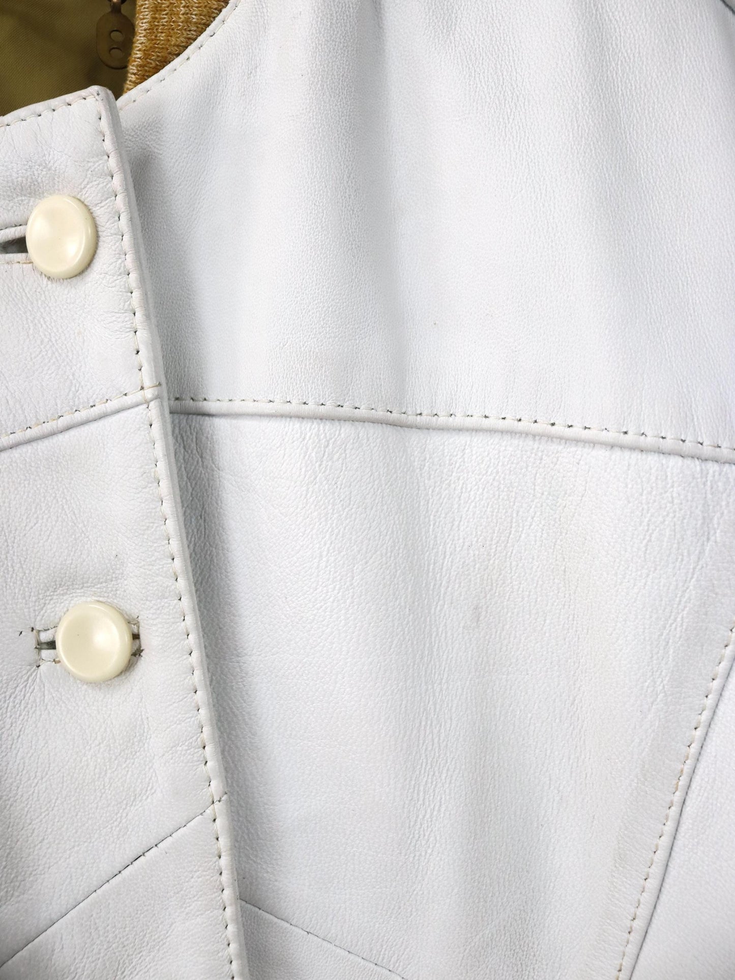 Vintage 80er 90er Lederjacke cremeweiß weiß Bomberjacke Schulterpolster 36