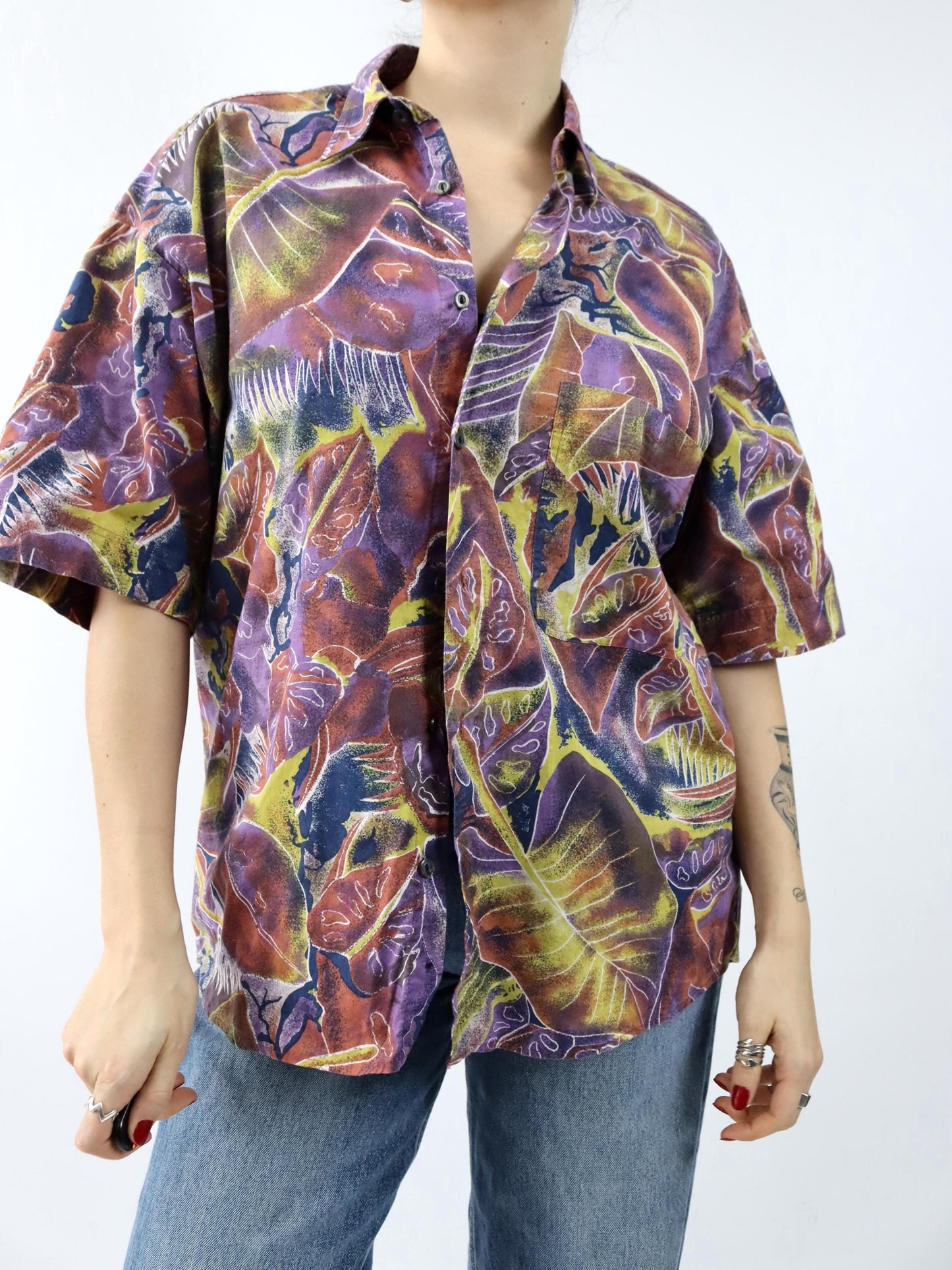 Vintage 80er 90er MF COLLECTION Hemd kurzarm crazy pattern XL