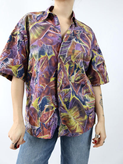 Vintage 80er 90er MF COLLECTION Hemd kurzarm crazy pattern XL