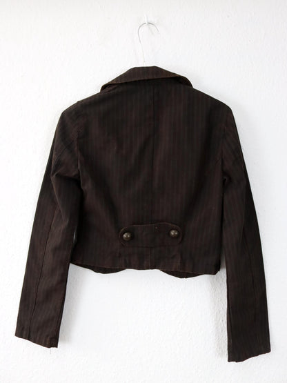Vintage 90s 00s Y2k KILLAH Blazer Jacket crop brown striped Deadstock S