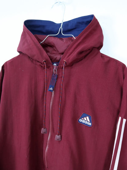 Vintage 80er 90er ADIDAS Jacke Windbreaker Überziehjacke dunkelrot D6 M