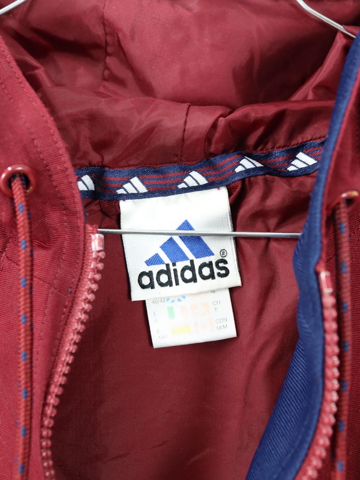 Vintage 80er 90er ADIDAS Jacke Windbreaker Überziehjacke dunkelrot D6 M