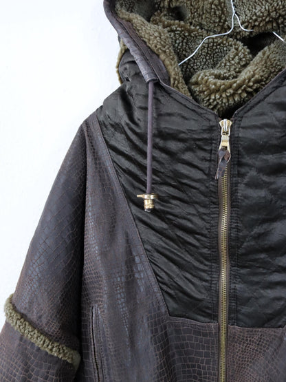 Vintage 80er 90er LEATHER SOUND Lederjacke Jacke leicht gefüttert Kapuze 36