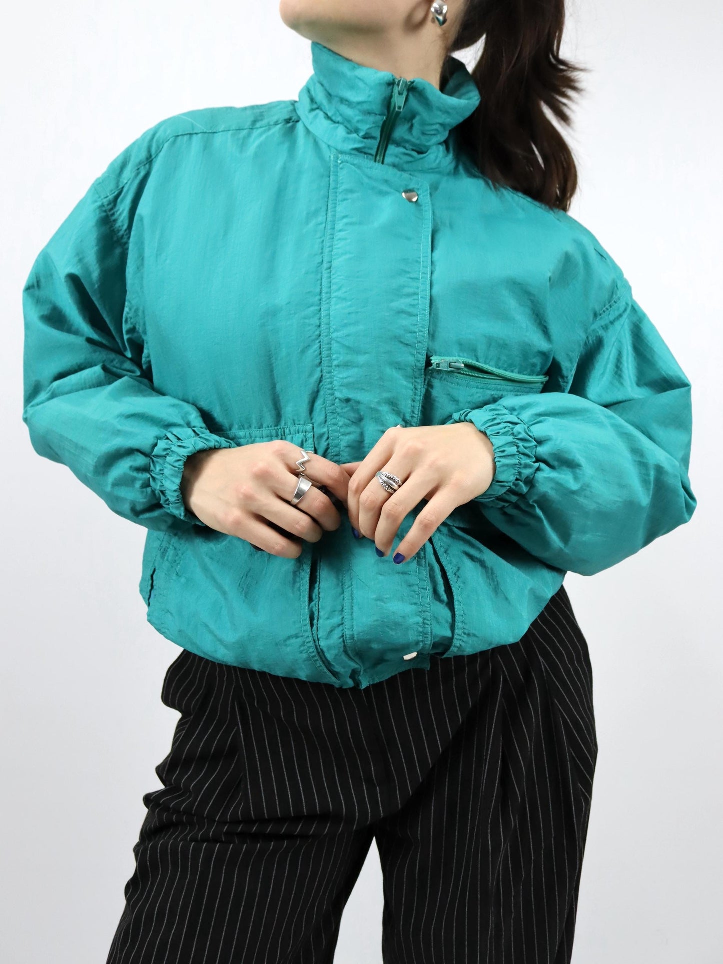 Vintage 80er 90er COLMAR Winterjacke Jacke gefüttert türkis Stehkragen 36