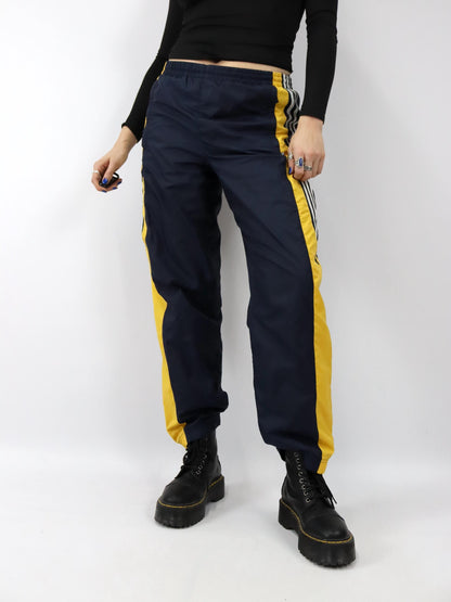 Vintage 90er 00er Y2k 2003 ADIDAS Trainingshose Jogginghose dunkelblau gelb D5 L