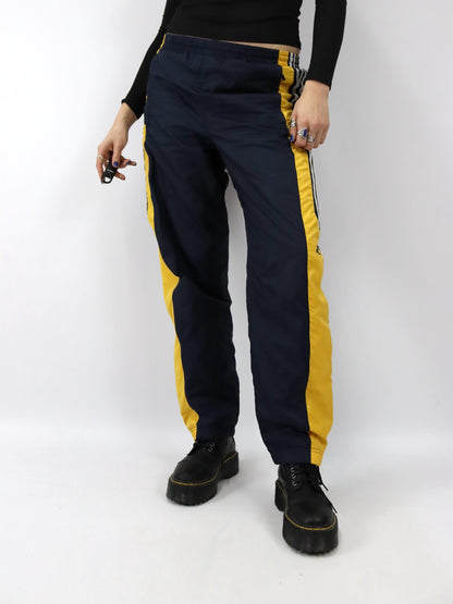 Vintage 90er 00er Y2k 2003 ADIDAS Trainingshose Jogginghose dunkelblau gelb D5 L