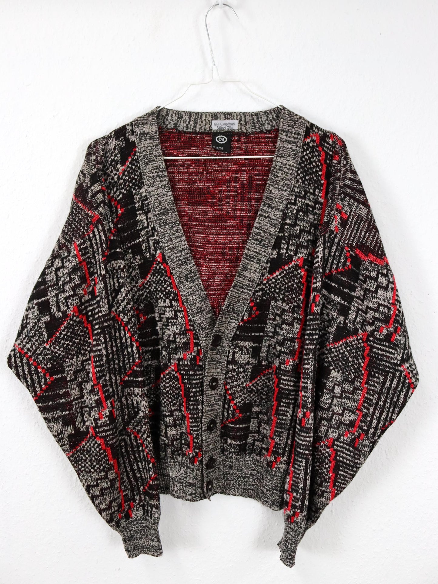 Vintage 80er 90er C&A Cardigan Strickjacke crazy pattern M