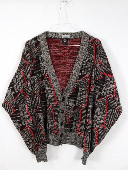Vintage 80er 90er C&A Cardigan Strickjacke crazy pattern M