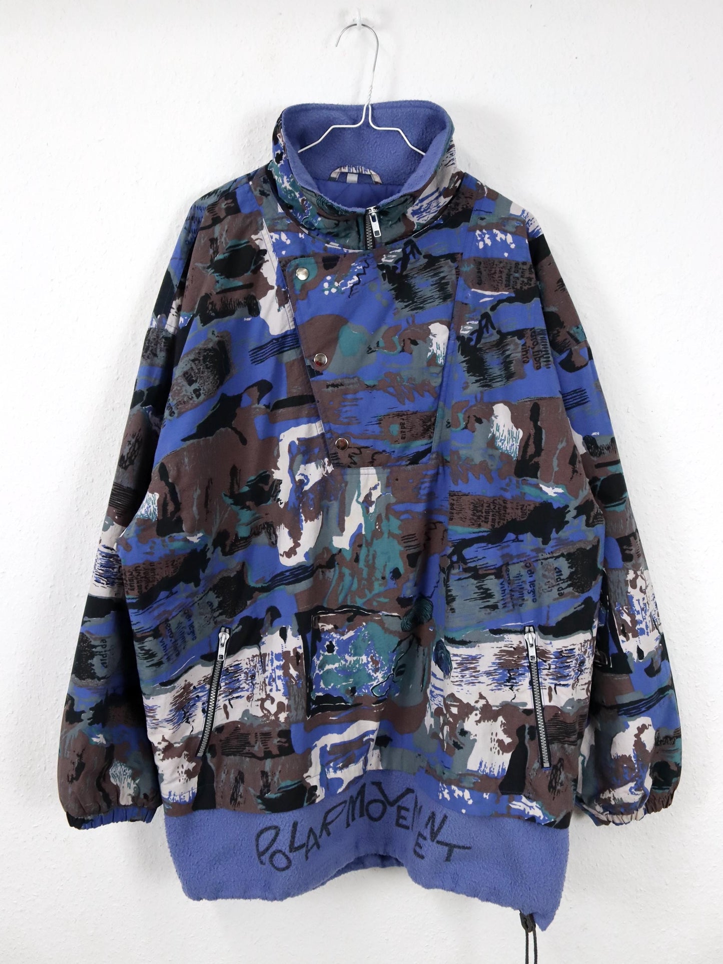 Vintage 80er 90er Jacke Snowboard  Überziehjacke leicht gefüttert crazy pattern blau L