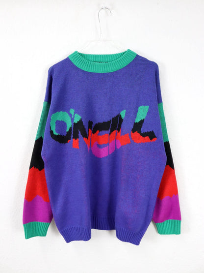 Vintage 80s 90s O'NEILL Wool Sweater Pullover wool colorful S