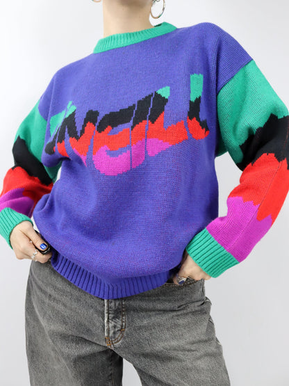 Vintage 80s 90s O'NEILL Wool Sweater Pullover wool colorful S
