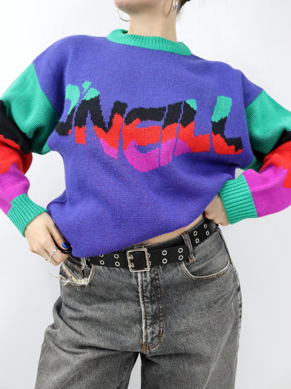 Vintage 80s 90s O'NEILL Wool Sweater Pullover wool colorful S