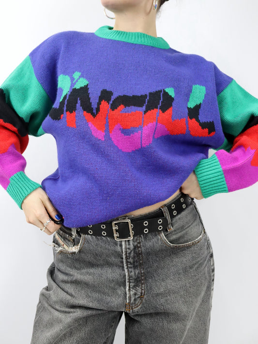 Vintage 80er 90er ONEILL Wollpullover Pullover wolle bunt S